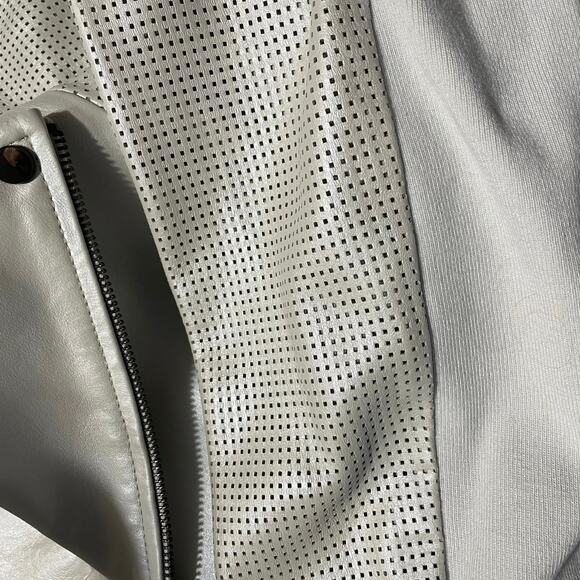 EUC - H  By Halston Pearl Essence Perforated Leather Moto Jacket - Picture 5 of 8